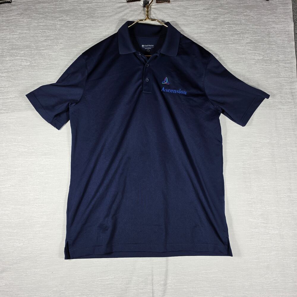 Chef Works Ascension Employee Uniform Polo Shirt Mens Size Large Blue
